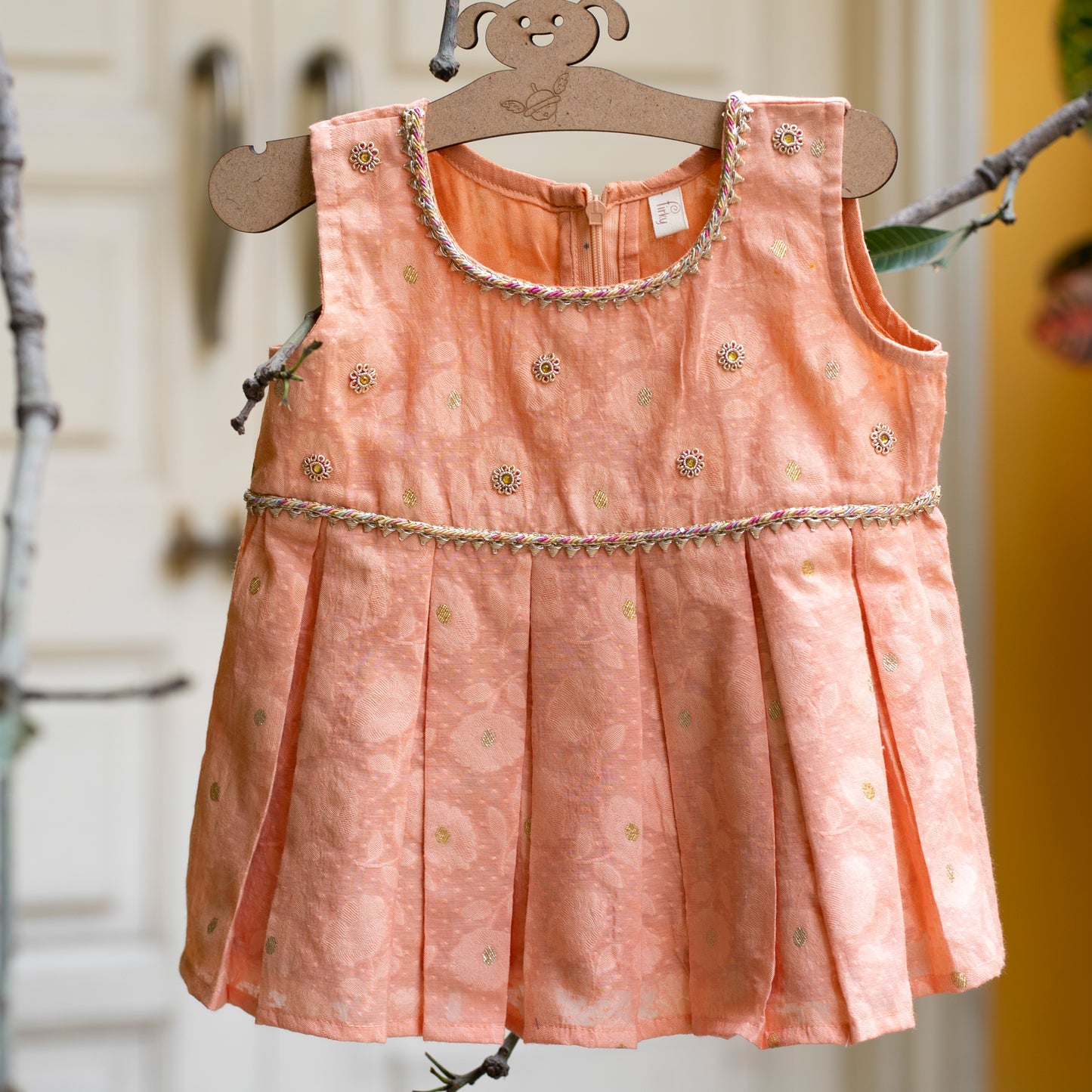 Noor Infant Girls Peach Dress - Firky