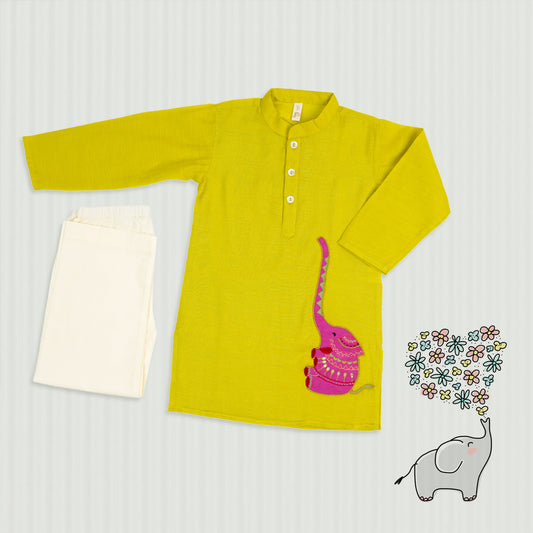 Chota Hathi Applique Kurta Pajama Set - Firky