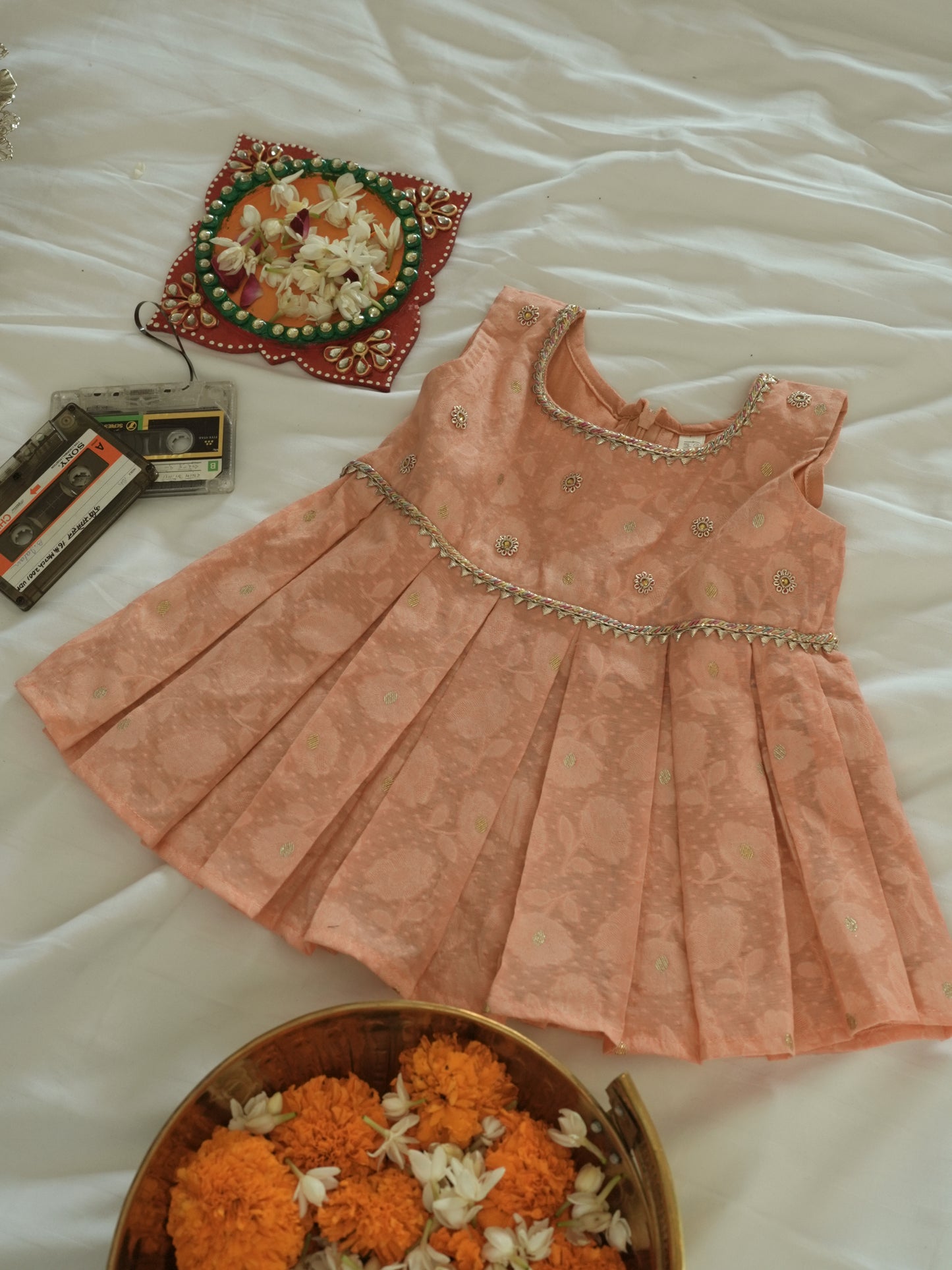 Noor Infant Girls Peach Dress - Firky