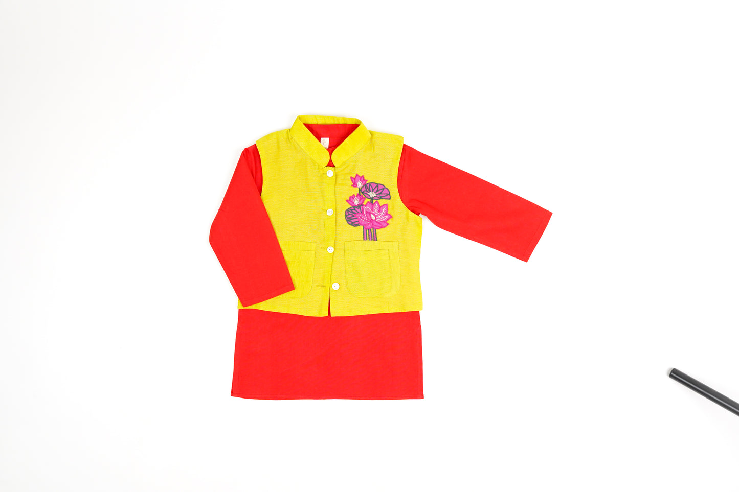 Baagh Hand Painted Kurta Pajama Bandi Set - Firky