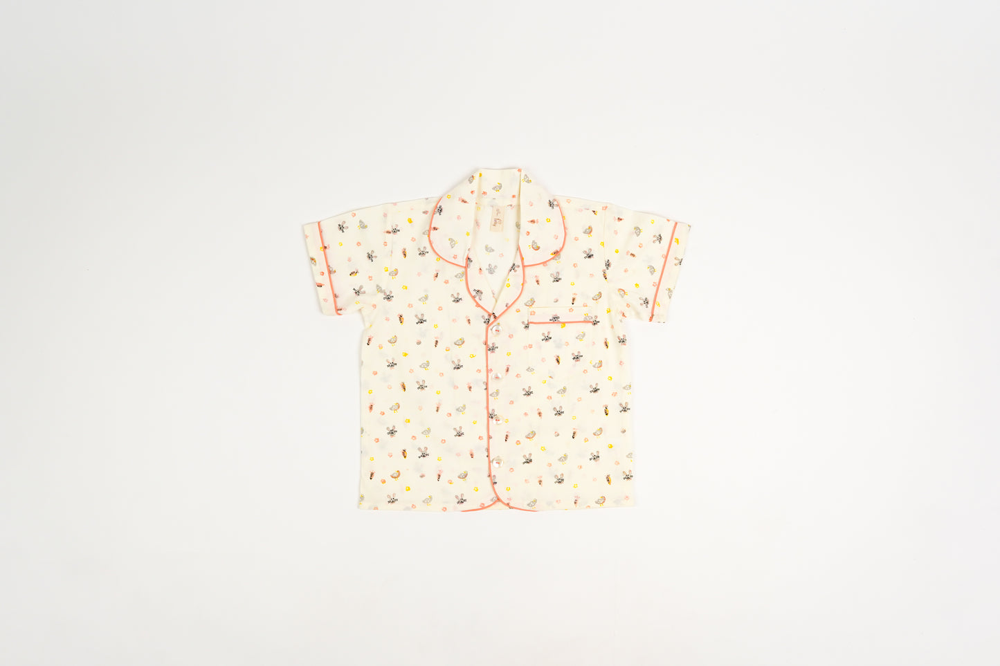 Bunny & Carrot Print Notched Collar Night Suit with Short - Firky