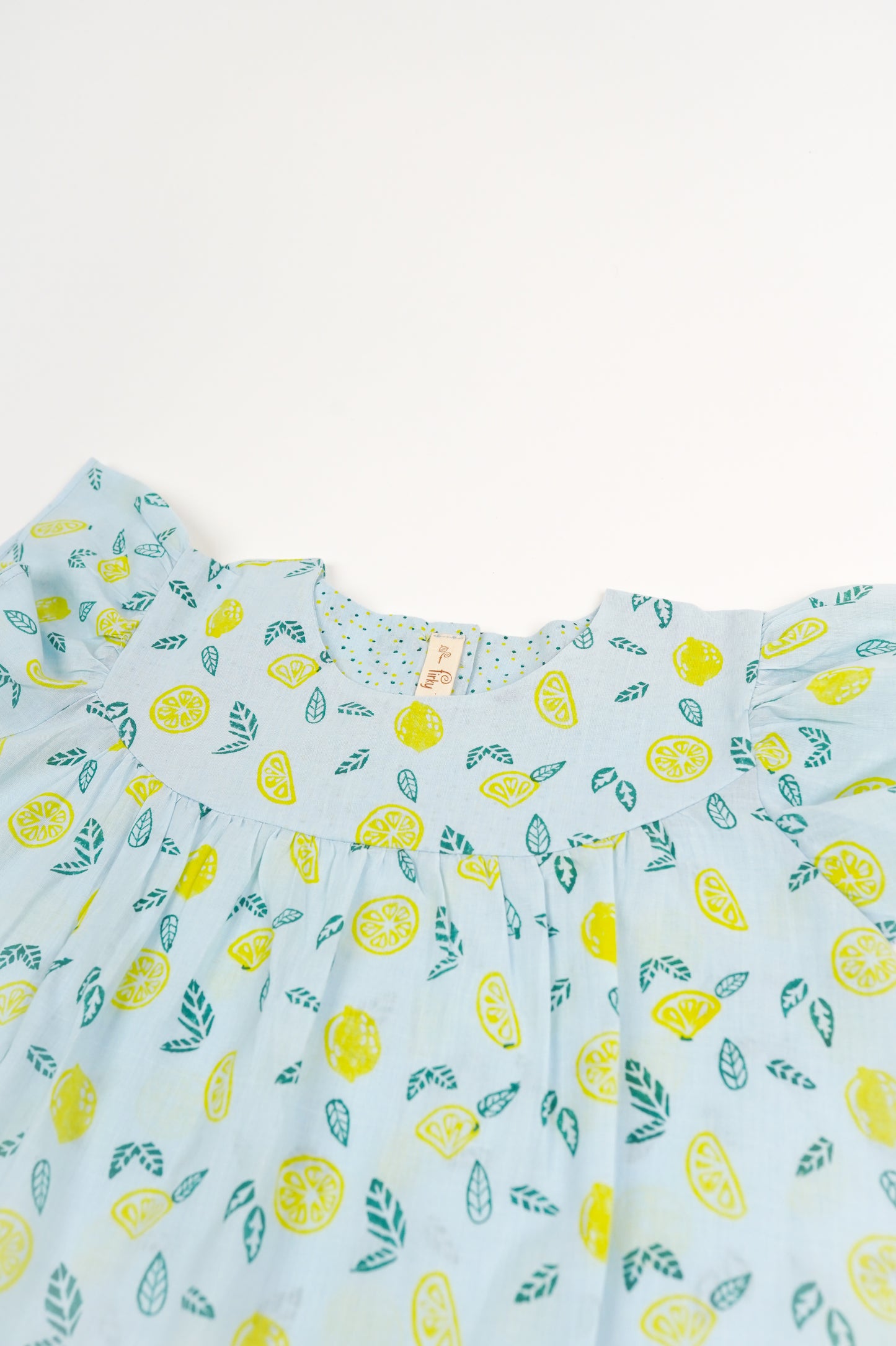 Nimbu Print Flutter Sleeve Dress - Firky
