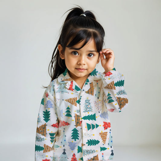 Kids XMAS Tree Warm Night Suit