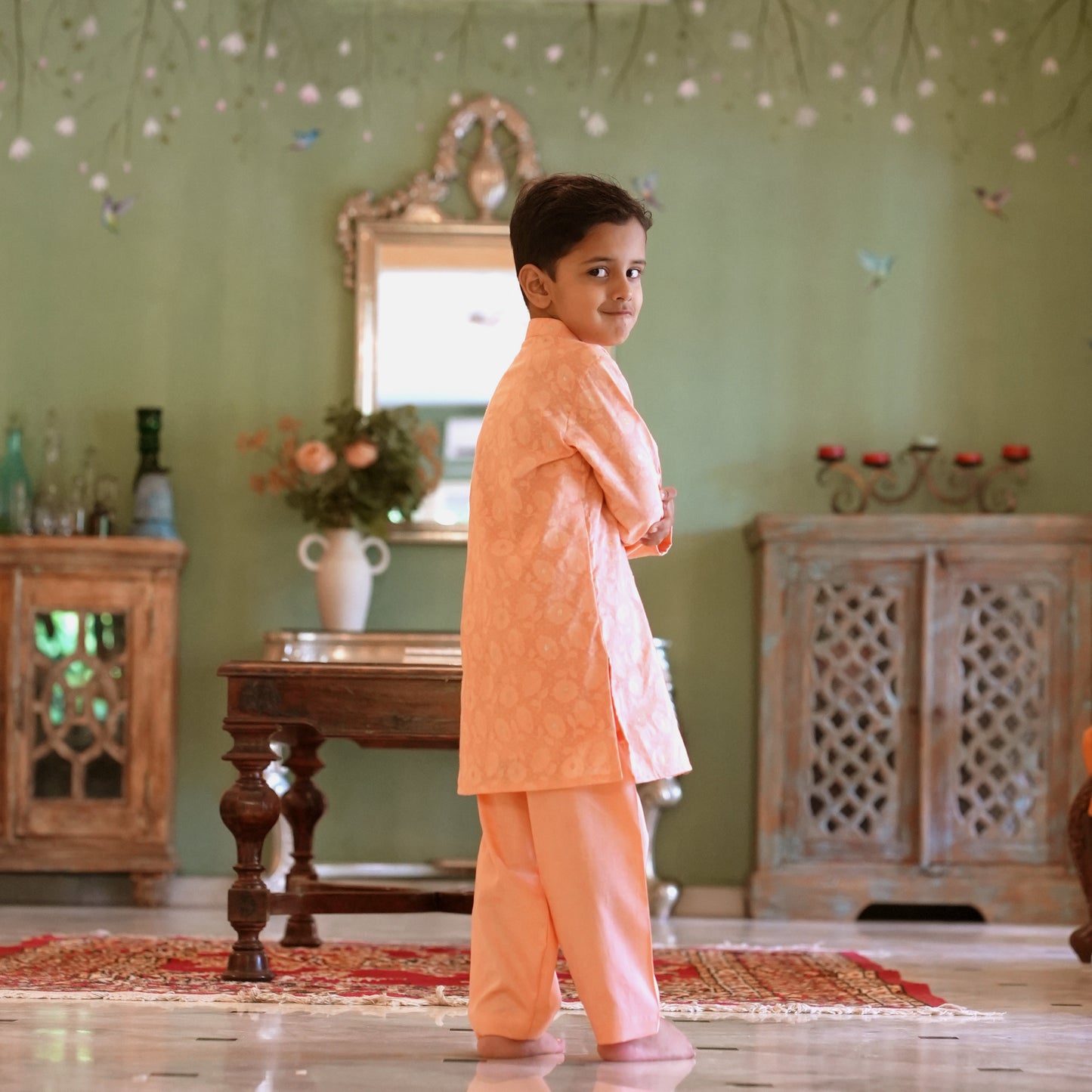 Noor Boys Peach Kurta Set - Firky